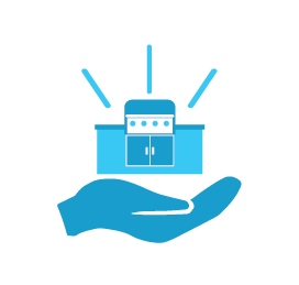 illustration of a customers hand holding their custom outdoor kitchen